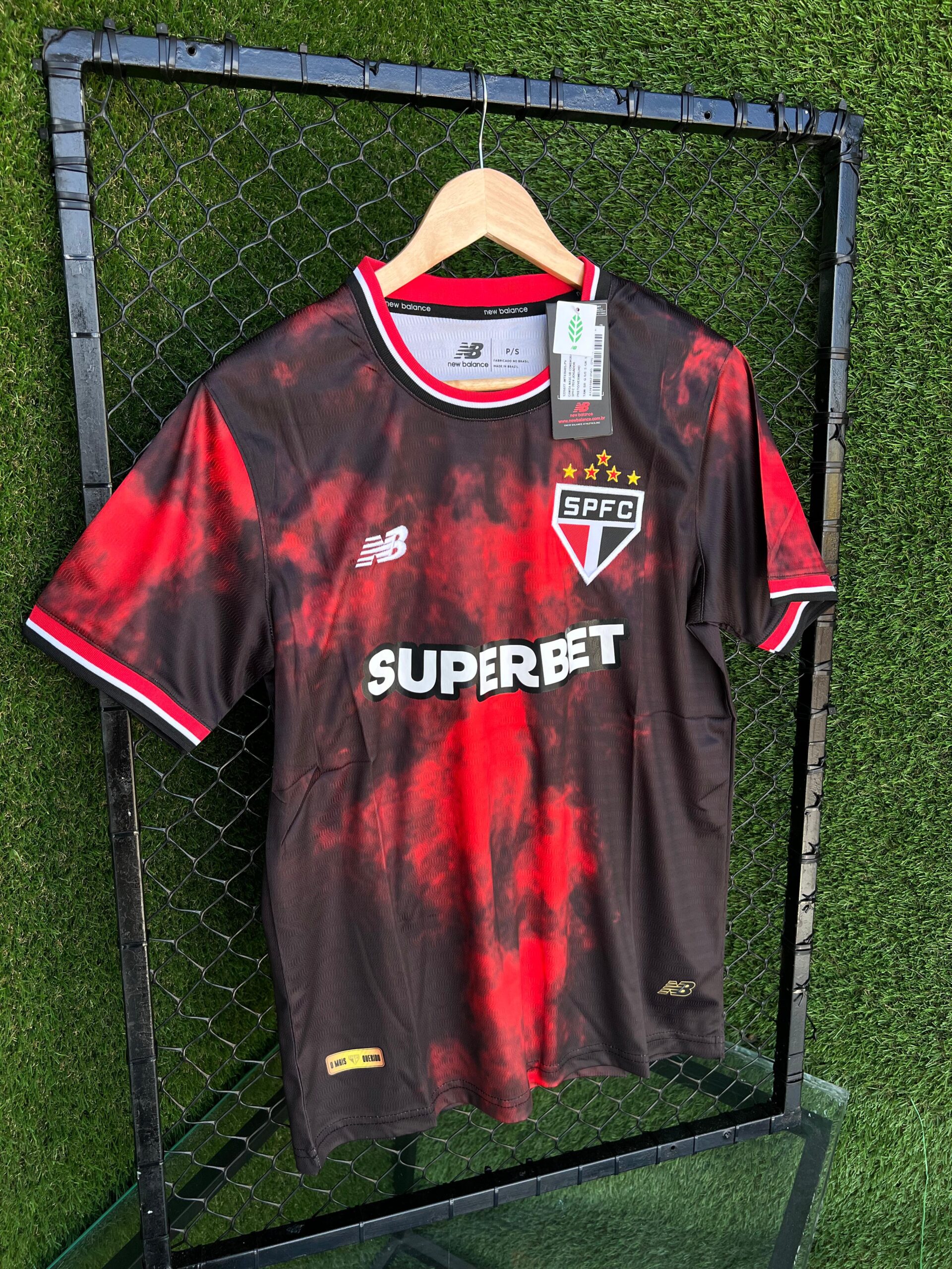 Camisa São Paulo 24/25 III s/n° Torcedor Comemorativa New Balance Masculina - Preto+Vermelho